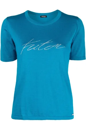 Kiton Finstrikket T-shirt med jacquard-logo