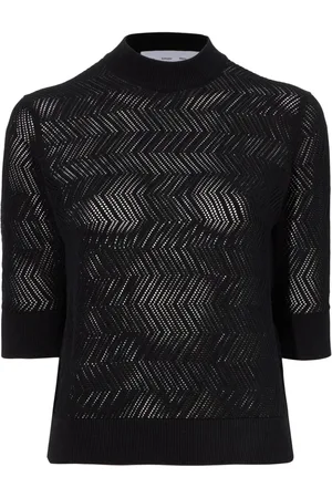 Proenza Schouler Nicola pointelle-strikket sweater med zigzagmønster