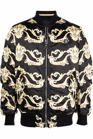 Philipp Plein Quiltet bomberjakke med gotisk tryk