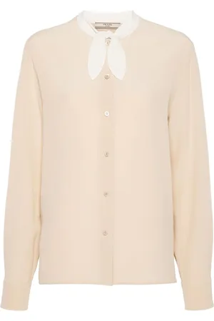 Prada Skjorte i crepe med trekantet logo