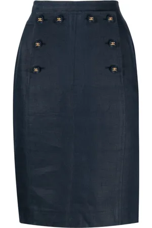 CHANEL 1994 pencil-nederdel med CC-knapper