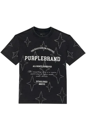 Purple Brand T-shirt med krystaludsmykning