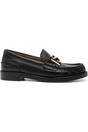 Fendi Læderloafers med FF-logoplade
