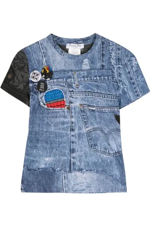 Dior T-shirt med denimtryk fra 2001