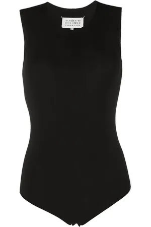 Maison Margiela ærmeløs bodysuit med rullekrave og logo