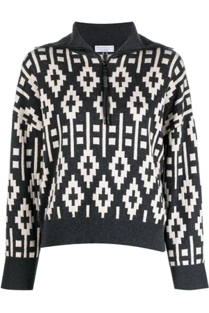 Brunello Cucinelli Grafisk sweatshirt i strik