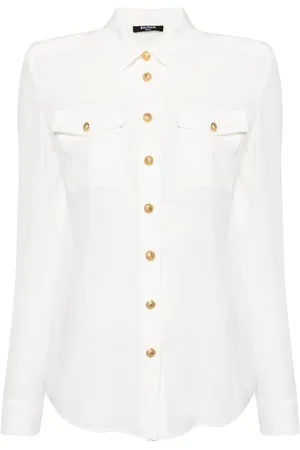 Balmain Silkenederdel med prægede knapper