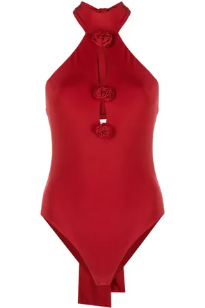 MAGDA BUTRYM Bodysuit med halterneck og rose-applikation