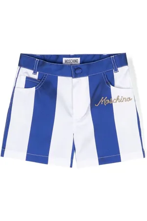 Moschino Stribede shorts med broderet logo