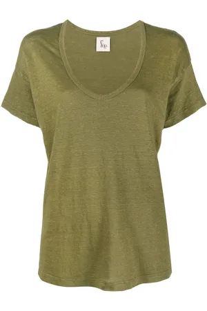 Paula T-shirt i hør med U-hals