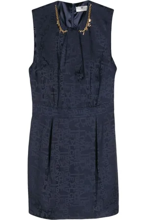 Elisabetta Franchi Kort jacquard-kjole med bogstaver