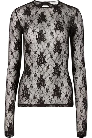 Nina Ricci Top med åben ryg og blomstrede blonder