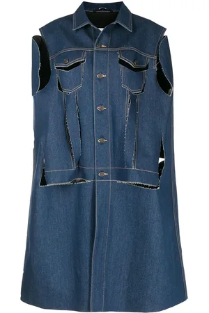 Maison Margiela Kappe-frakke i denim med slitageeffekt