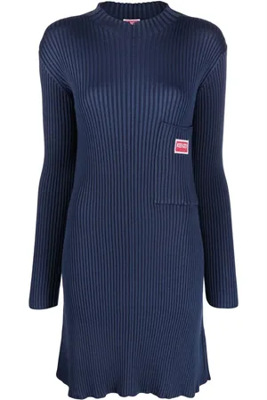 Kenzo Ribstrikket kjole med broderet logo