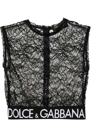 Dolce & Gabbana Cropped strikket top med jacquard-logo