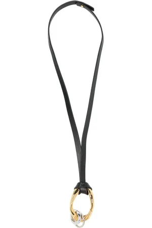 Jil Sander Choker-halskæde i læder med oversize vedhæng