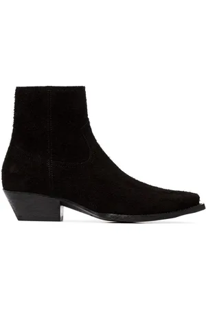 Saint Laurent Sorte Lukas 40-cowboy-ankelstøvler i ruskind