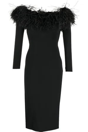 Elie saab Kjole med bare skuldre og fjerdetalje
