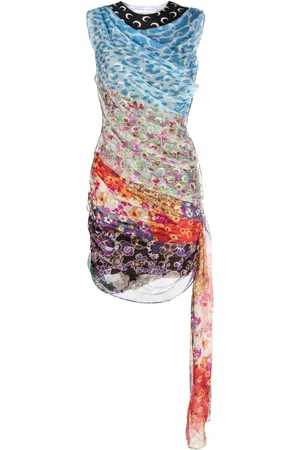 Marine Serre Regenerated Scarves kort kjole