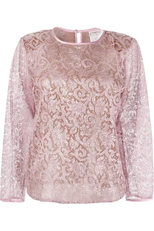 Saint Laurent Gennemsigtig blondebluse fra 1980