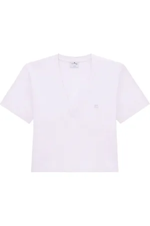 Courrèges Cropped T-shirt med logo-applikation