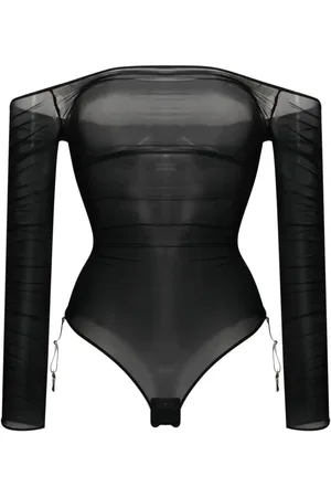 MAISON CLOSE Semi-gennemsigtig draperet bodysuit