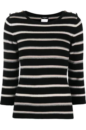 CHANEL 2010 stribet trøje med CC-knapper