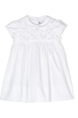 Il gufo Blomstret mellemlang kjole i poplin