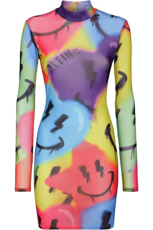 Philipp Plein Kort kjole med LS Smile logotryk