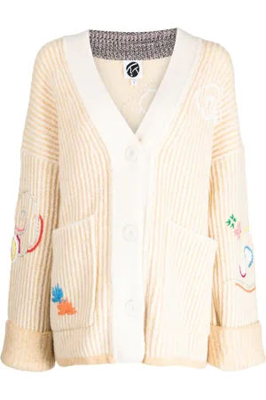 YANYAN KNITS Cardigan med broderet design og V-hals