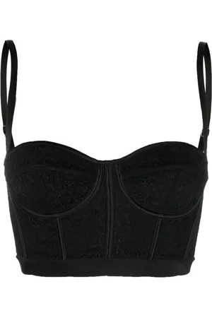 DEL CORE Cropped bustier-top med blondedetalje