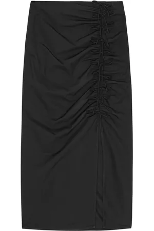Ganni Mellemlang kjole med draperinger