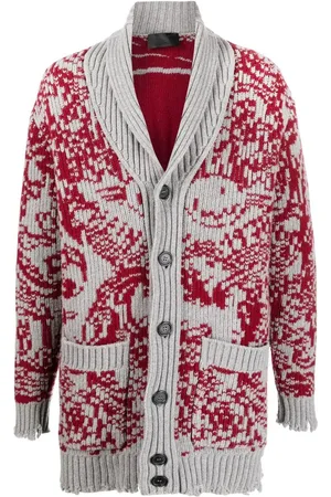 Philipp Plein Lang cardigan i intarsiastrik med logo