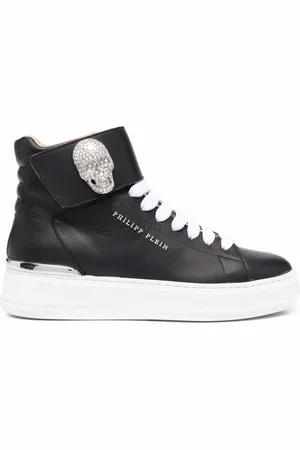 Philipp Plein Sneakers i læder med krystaludsmykket dødningehoved