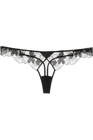 FLEUR DU MAL Gennemsigtig g-streng med blondeblomster