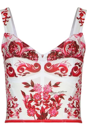 Dolce & Gabbana Cropped korsettop med Majolica-tryk