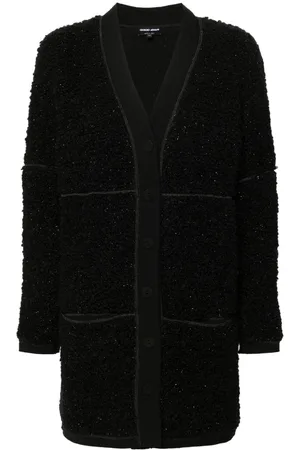 Giorgio Armani Lang cardi-frakke i bouclé