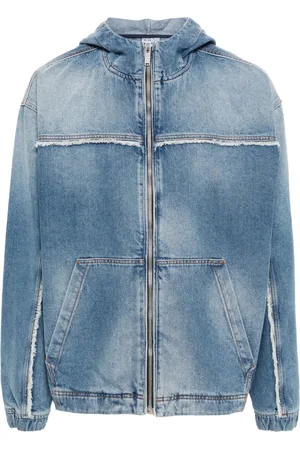 MARCELO BURLON Denimjakke med frynser og hætte