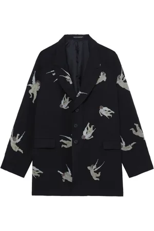 YOHJI YAMAMOTO Enkeltradet blazer med engletryk