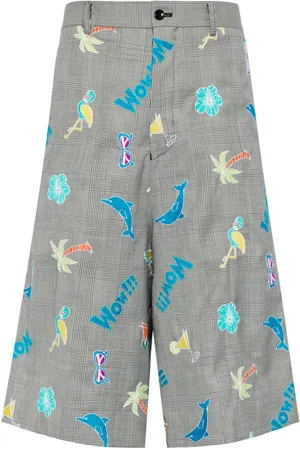 Comme des Garçons Ternede shorts med broderi og spejlvendt ryg