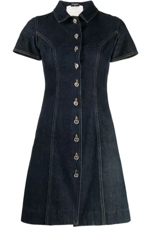 CHANEL Denimkjole med CC-logoknapper fra 1990