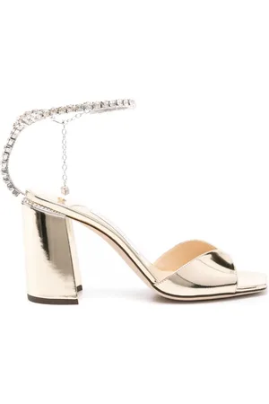 Jimmy Choo Saeda 85 mm sandaler i metallisk læder