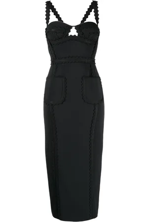 Elie saab Midi-kjole med stropper med takket kant