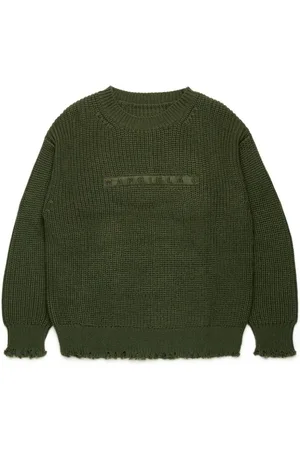 Maison Margiela Ribstrikket trøje med broderet logo