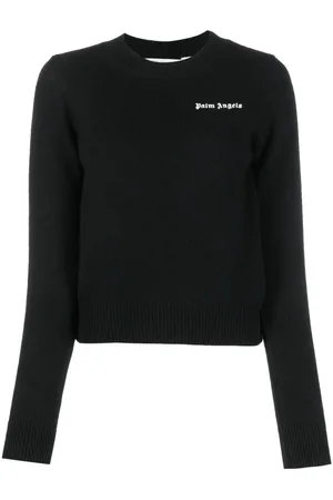 Palm Angels Ribstrikket trøje med broderet logo