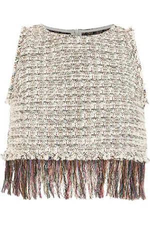 Olympiah Cropped strikket top med frynser
