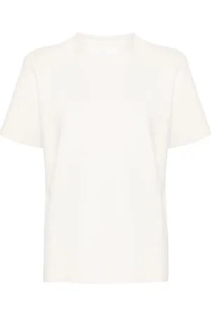 Jil Sander Fint ribbet top med rund hals