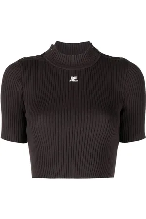 Courrèges Ribbet croptop med broderet logo