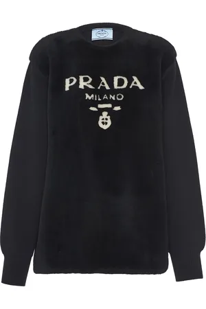 Prada Intarsiastrikket trøje med paneler og logo
