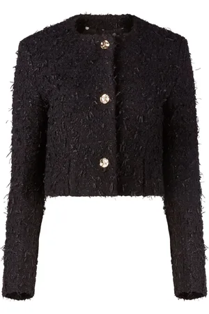 Nina Ricci Cropped tweed-jakke med frynser